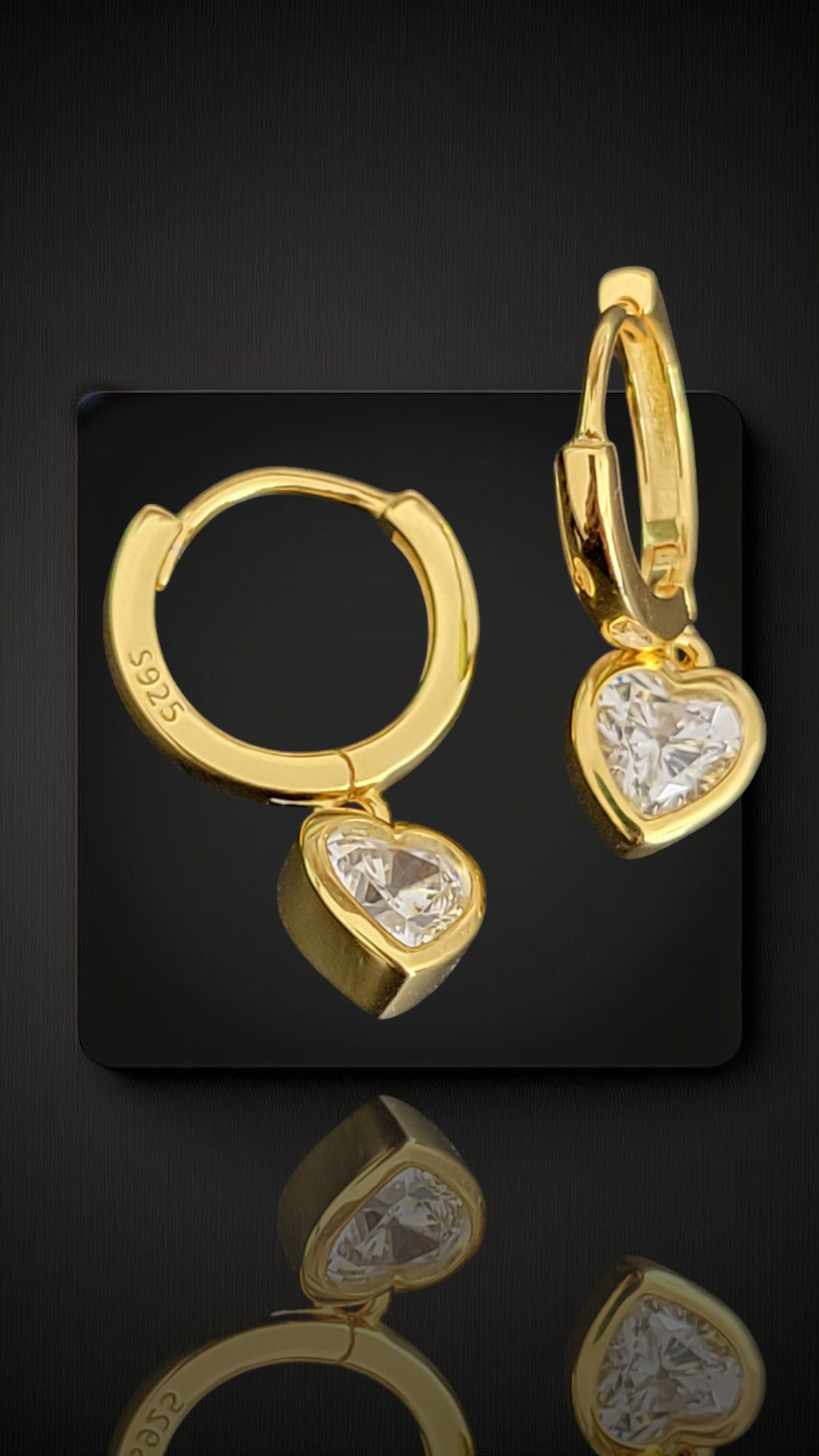 925 heart hoops