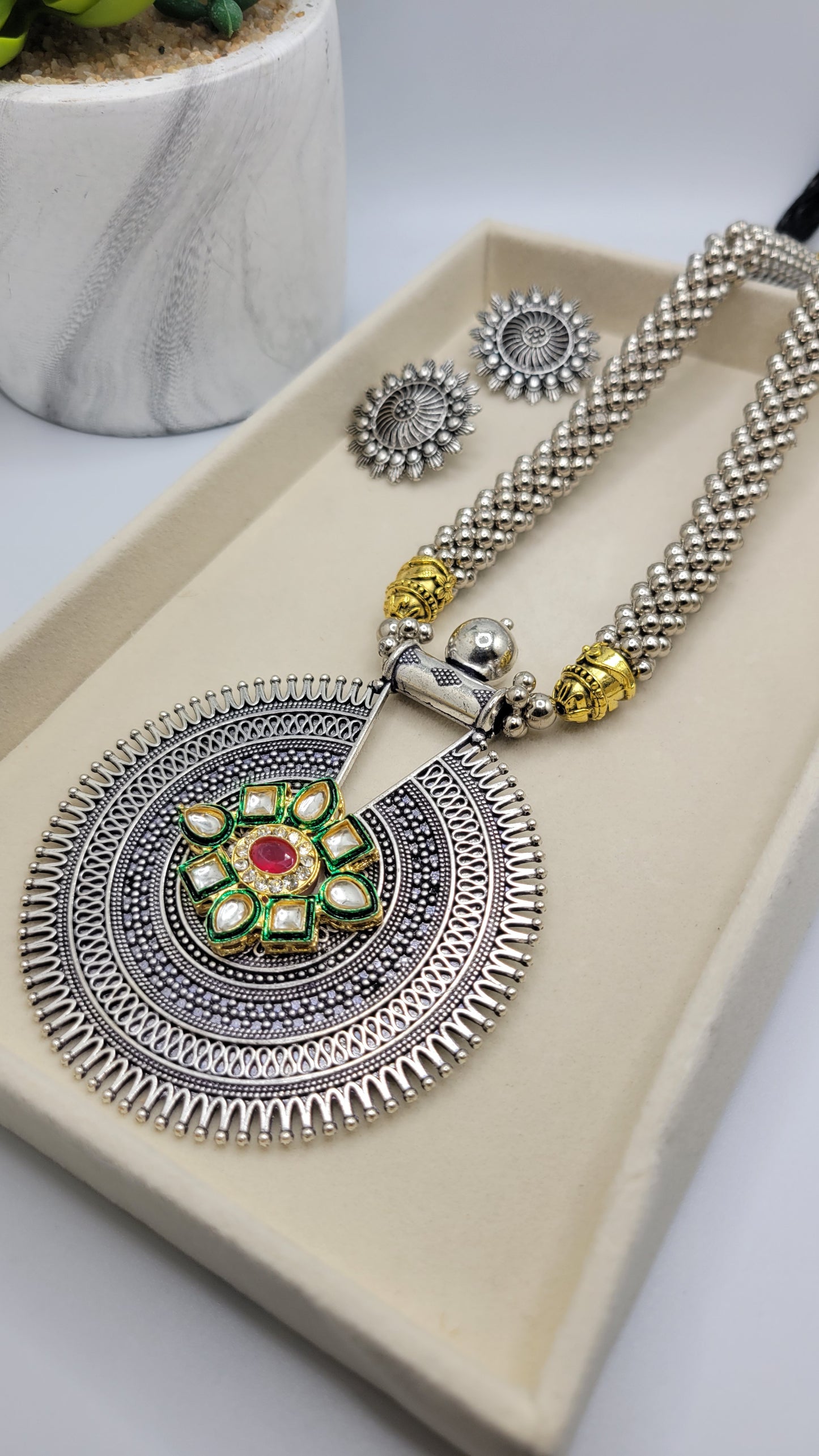 Oxidized necklace set