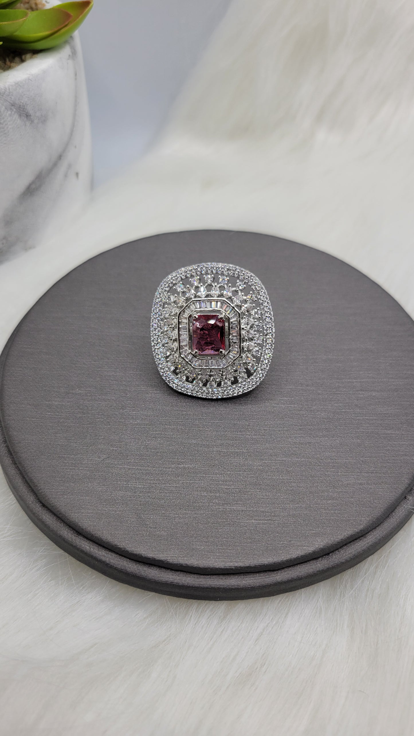 Rhodium CZ ring