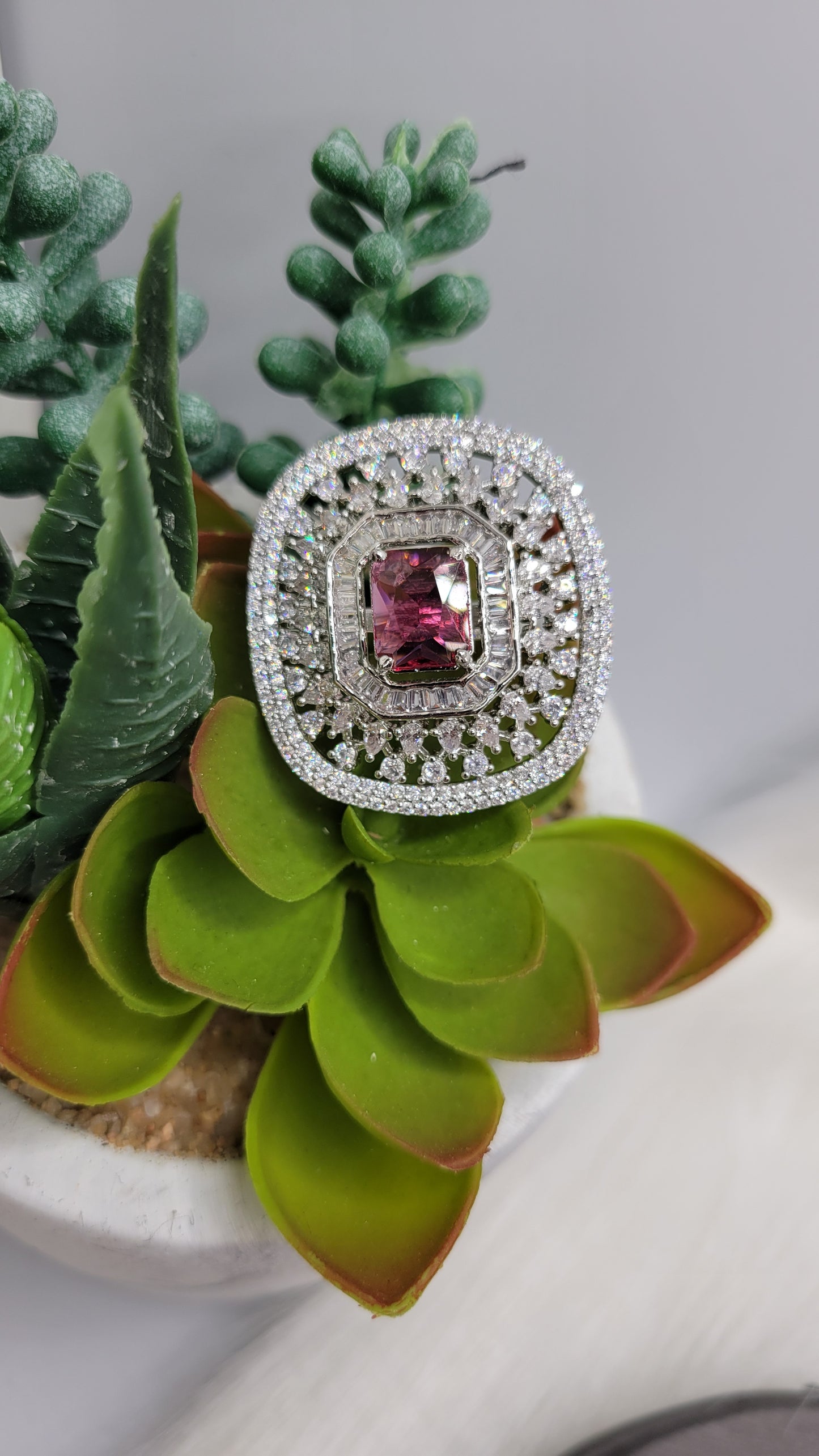 Rhodium CZ ring