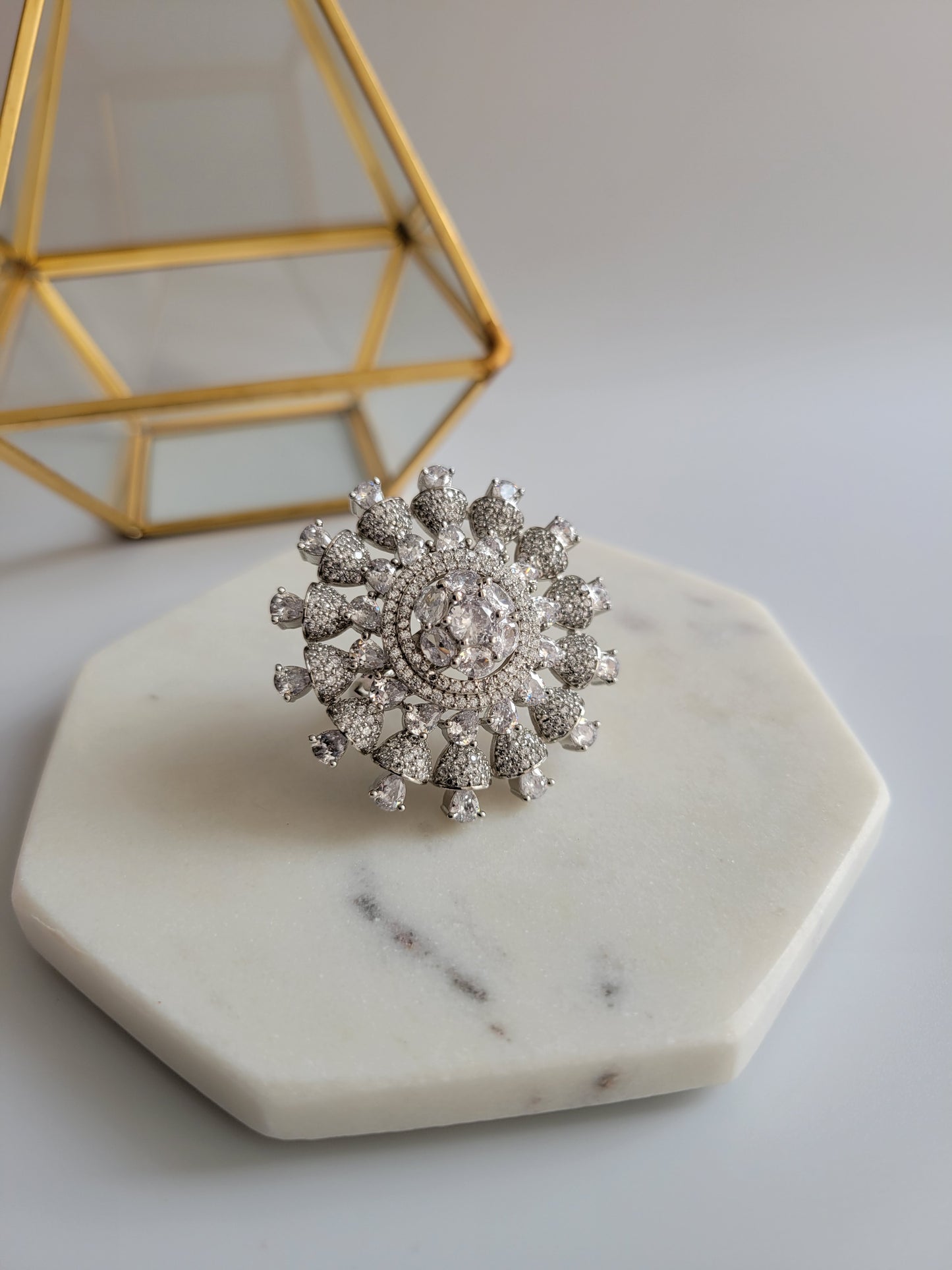 Rhodium AD Statement Ring