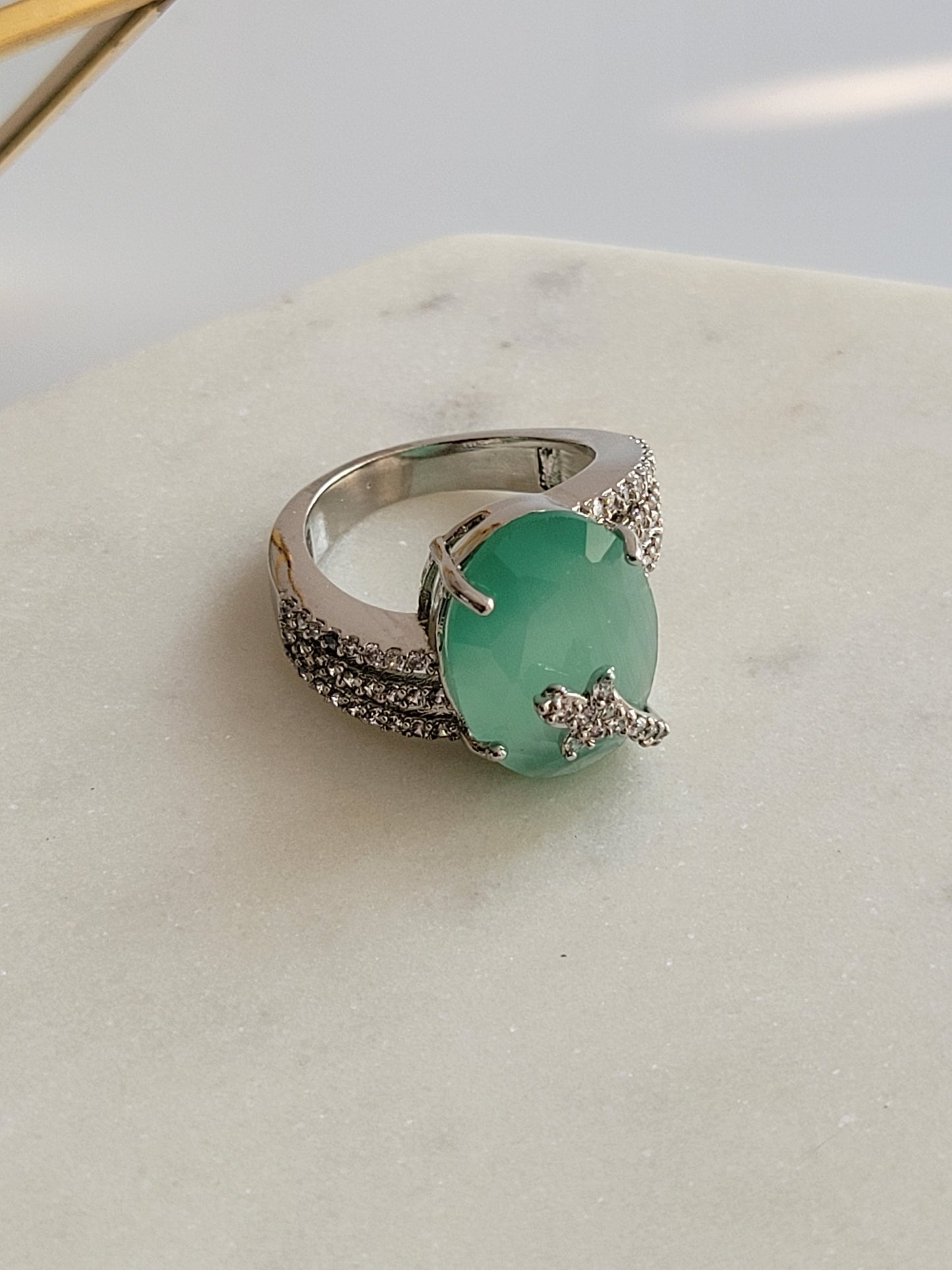 Rhodium and Mint Green