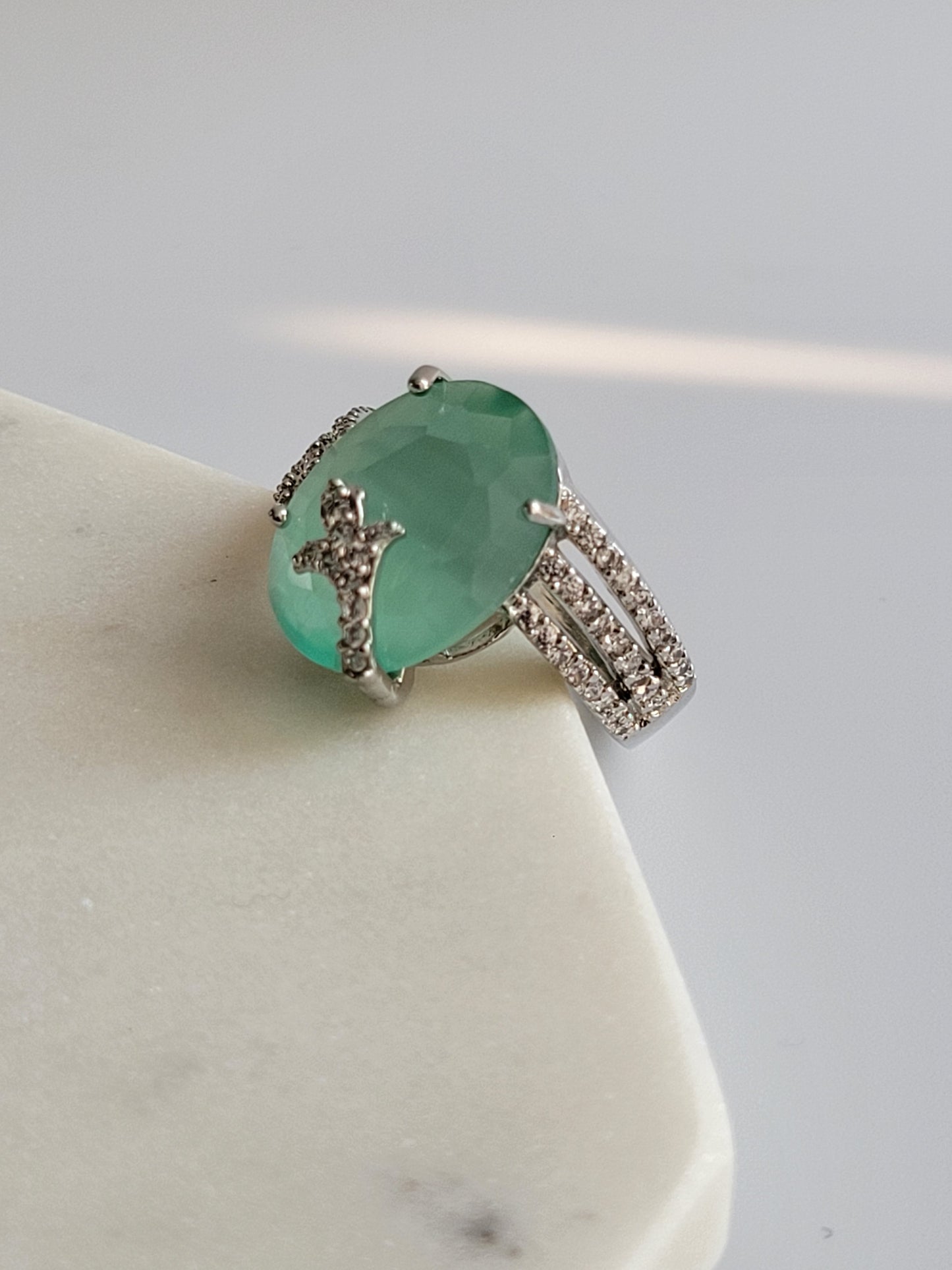 Rhodium and Mint Green