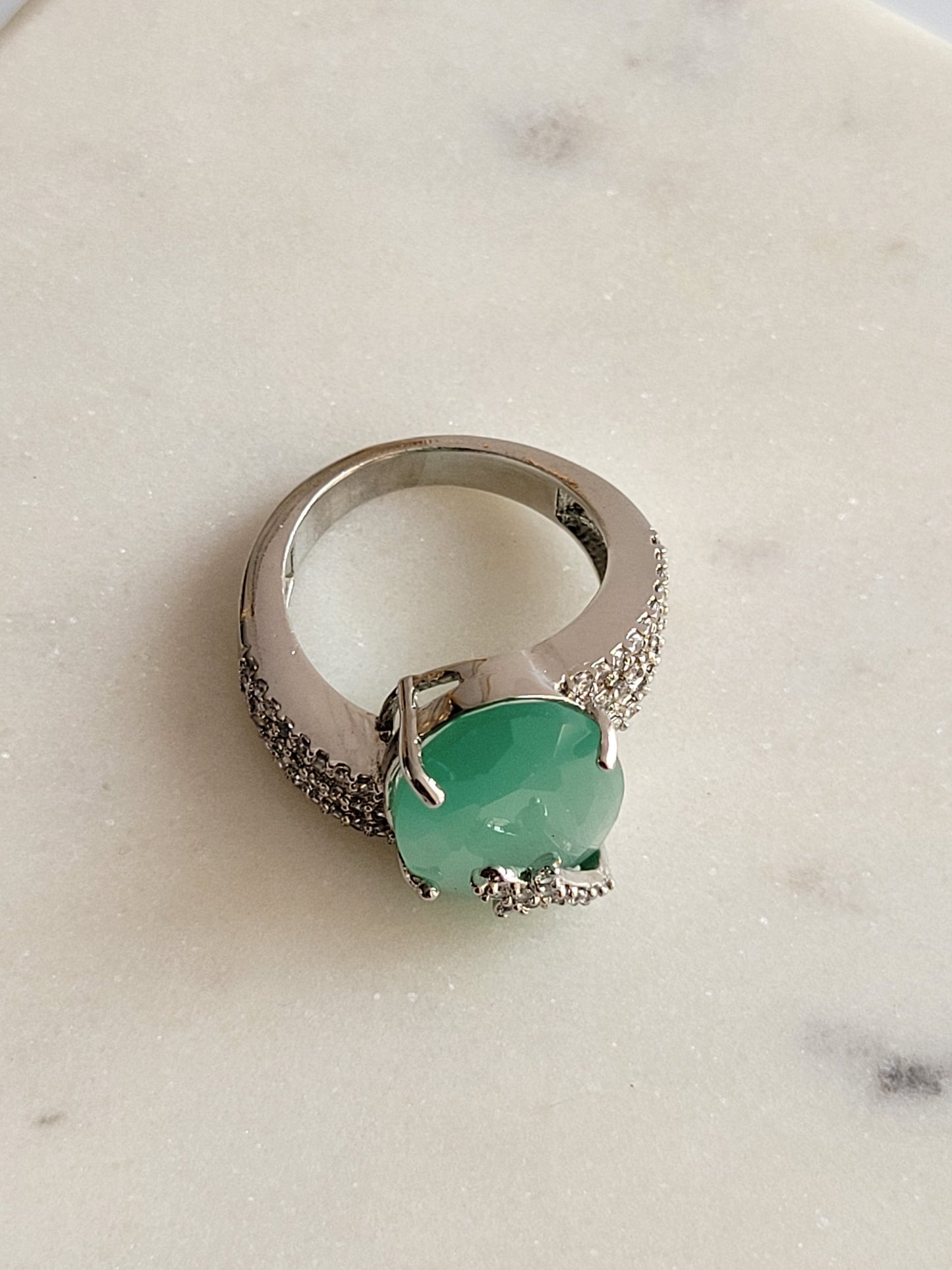 Rhodium and Mint Green