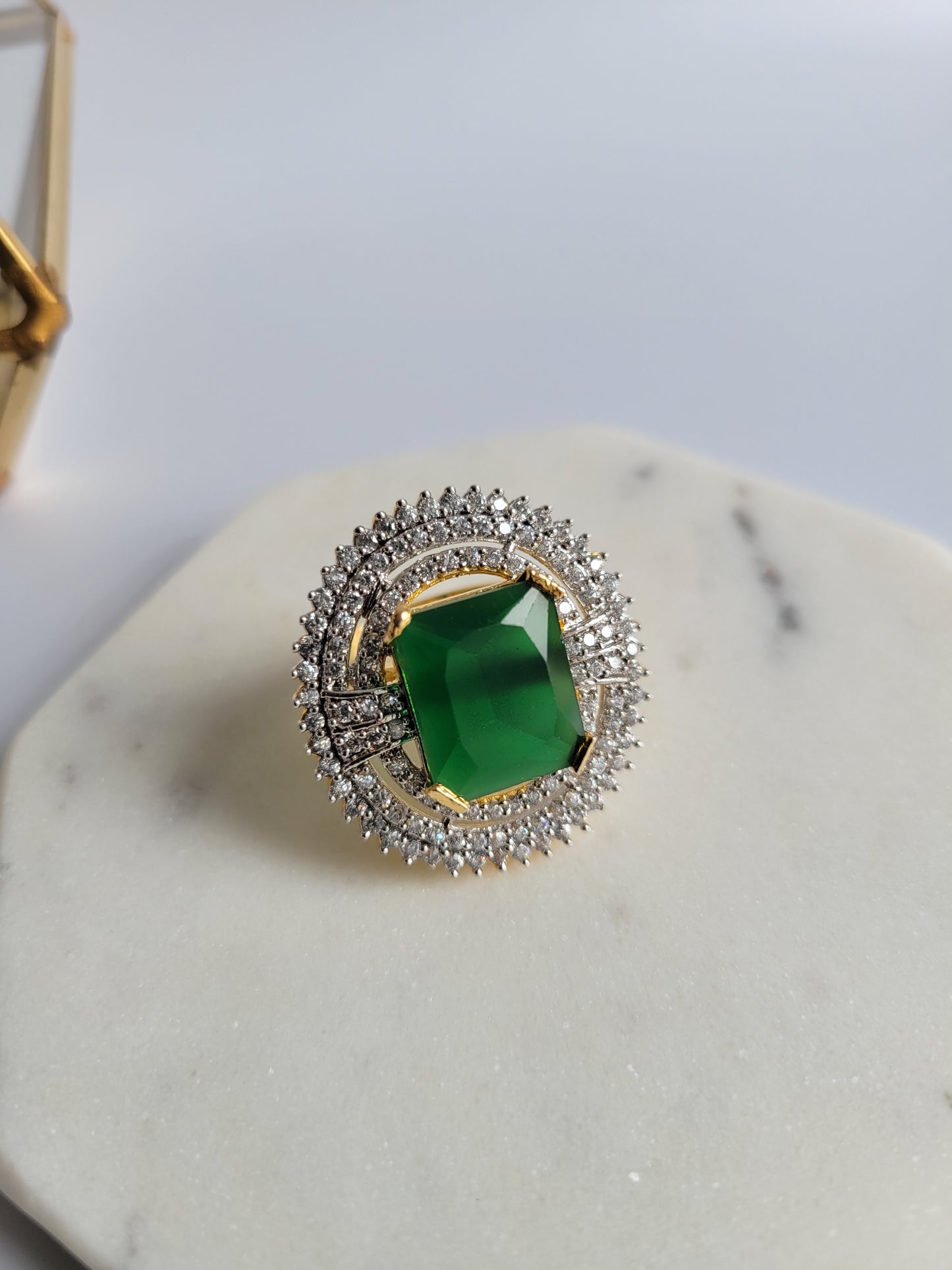 Statement Ring Green Stone