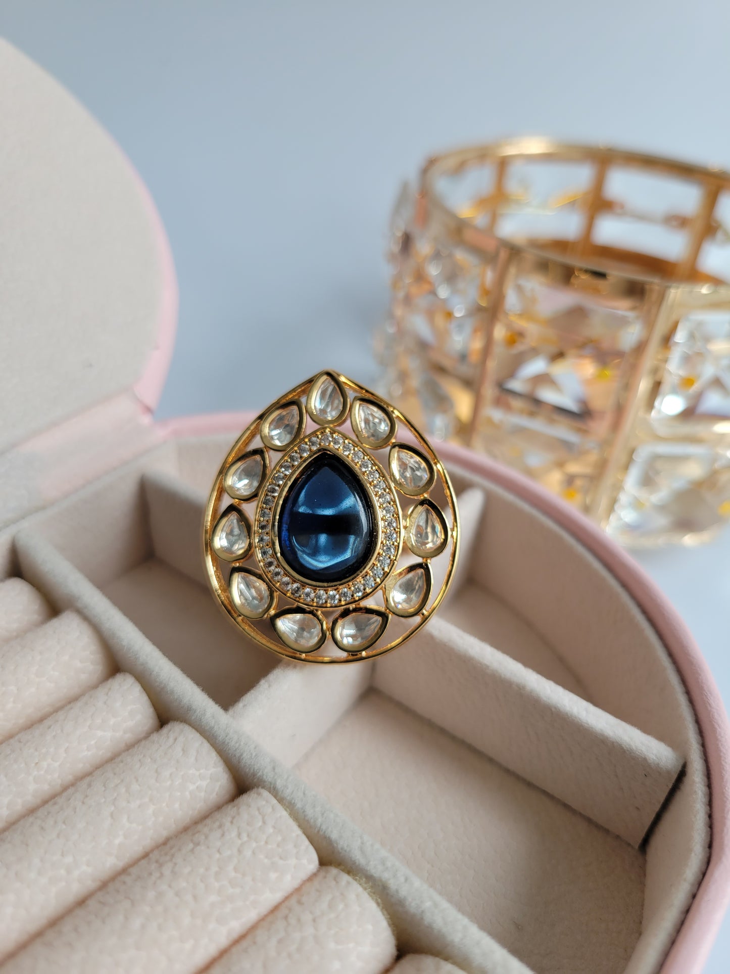 Tyani kundan Ring - Blue