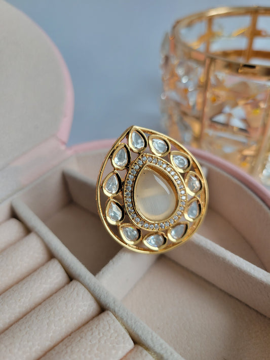 Tyani Kundan Ring White -  IP