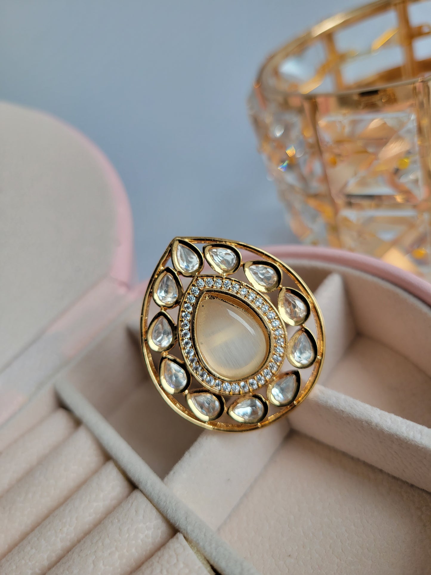 Tyani Kundan Ring White -  IP