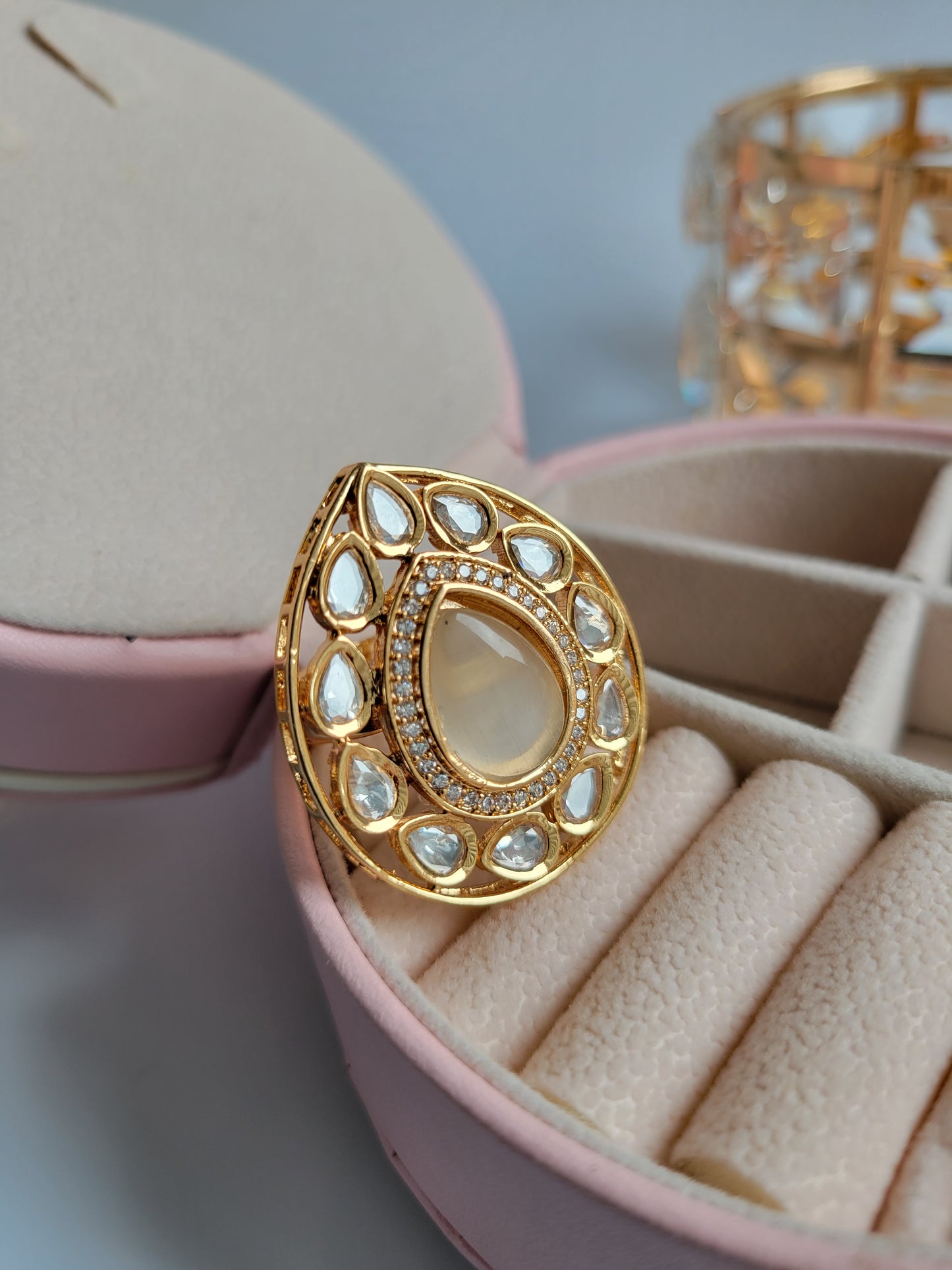 Tyani Kundan Ring White -  IP