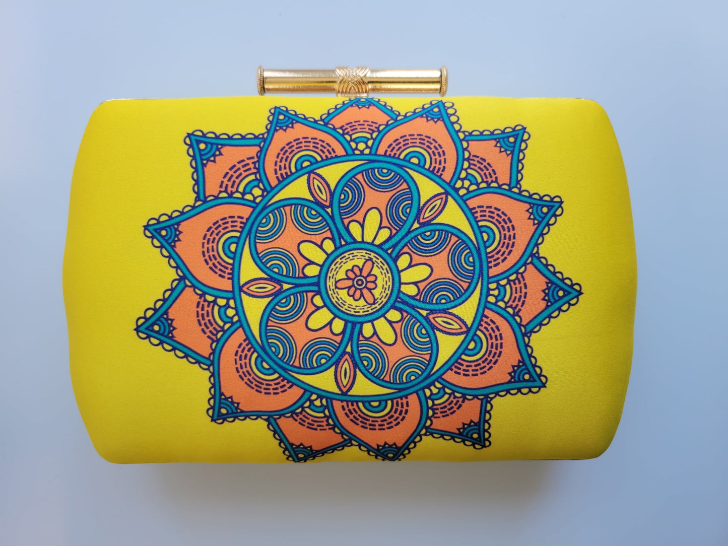 Yellow satin clutch