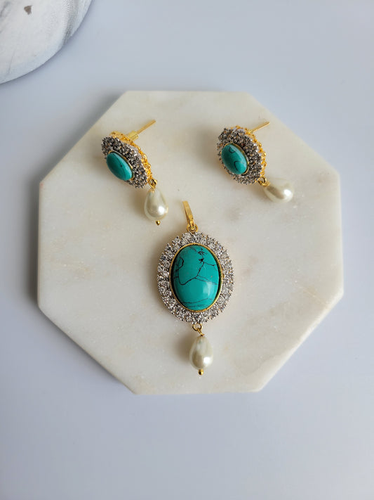 Aqua blue stone set