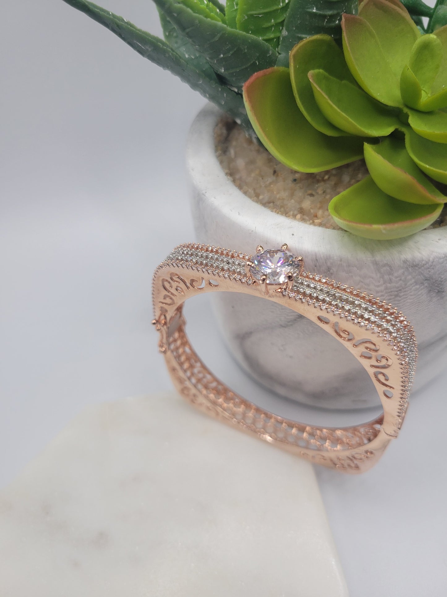 Rose gold square bangle