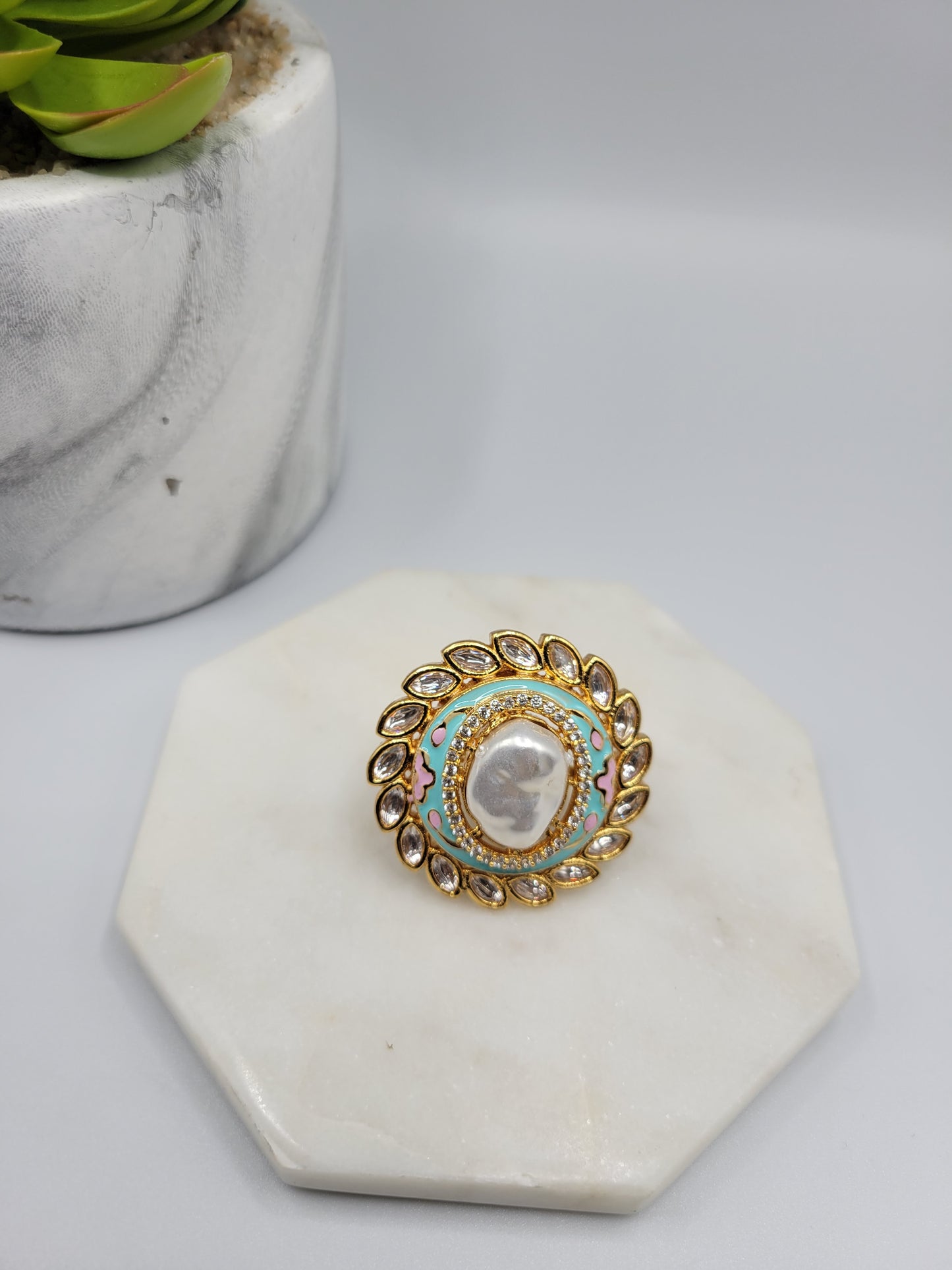 Meenakari kundan ring