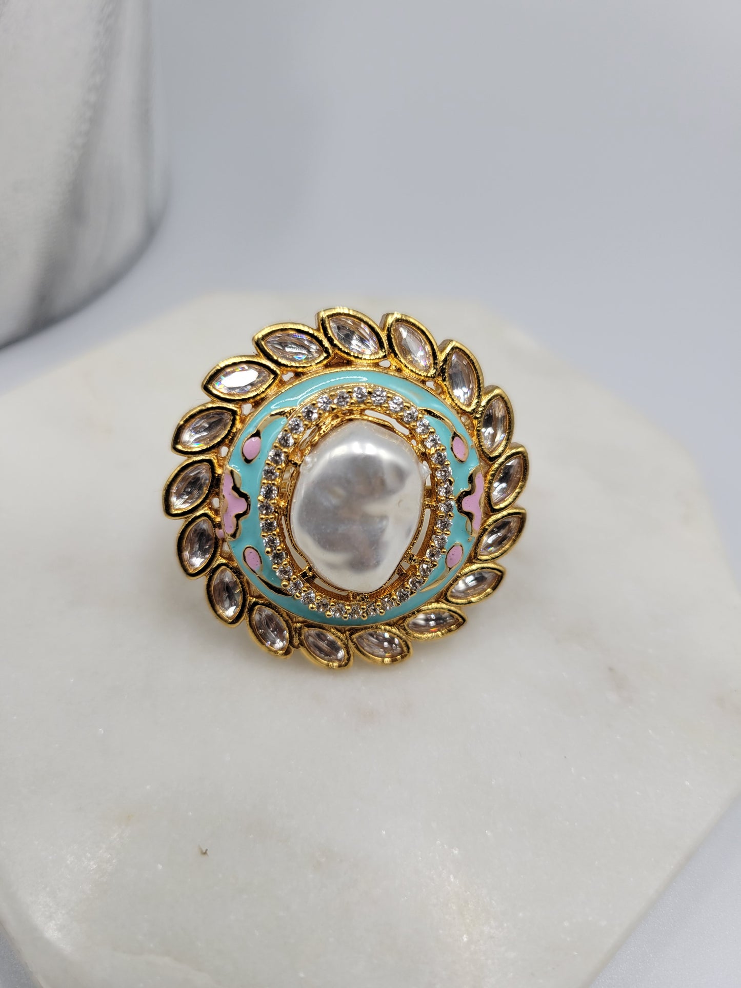 Meenakari kundan ring