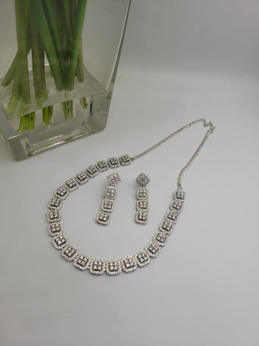 Rhodium AD necklace set