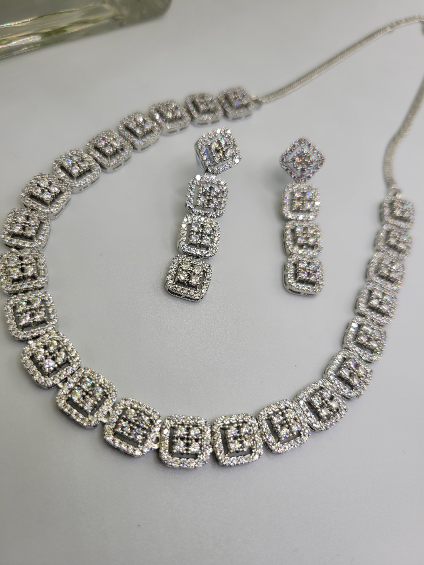 Rhodium AD necklace set