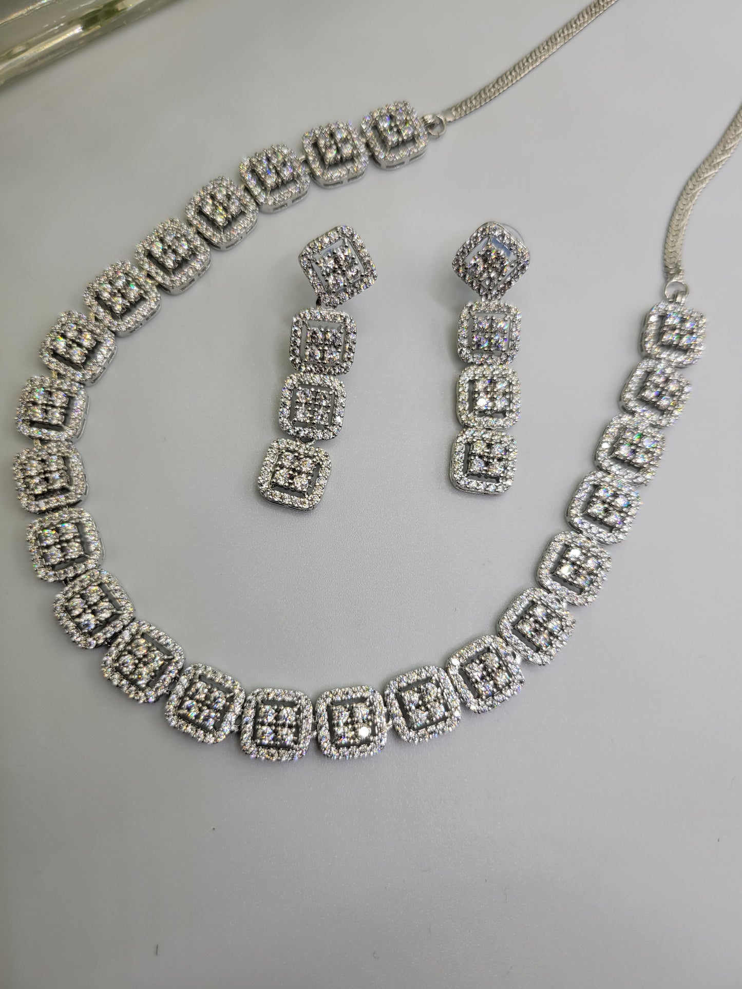 Rhodium AD necklace set