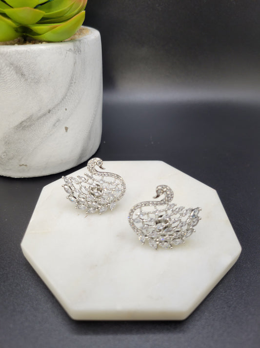 Silver Peacock earrings