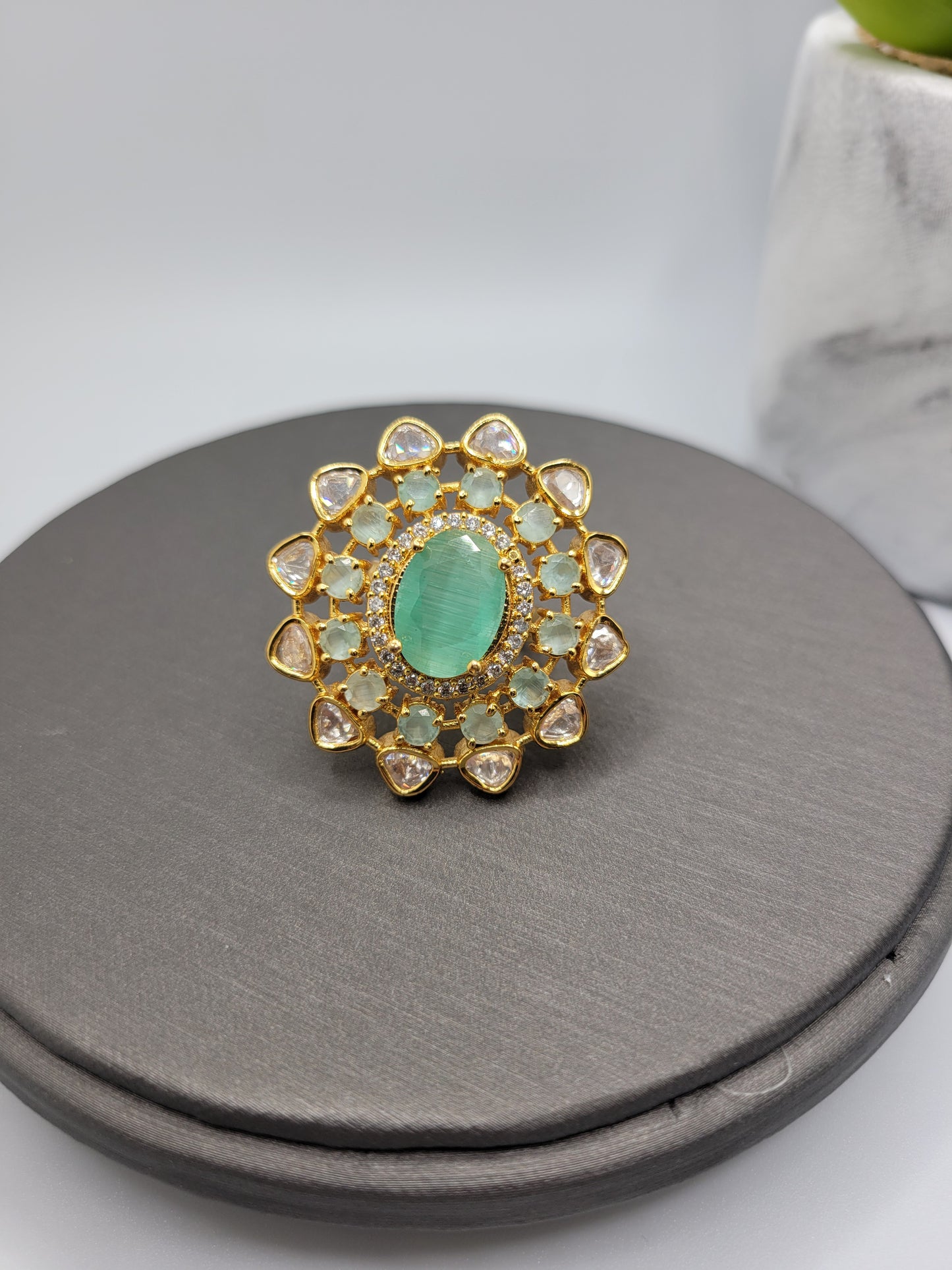 Kundan Mint Ring