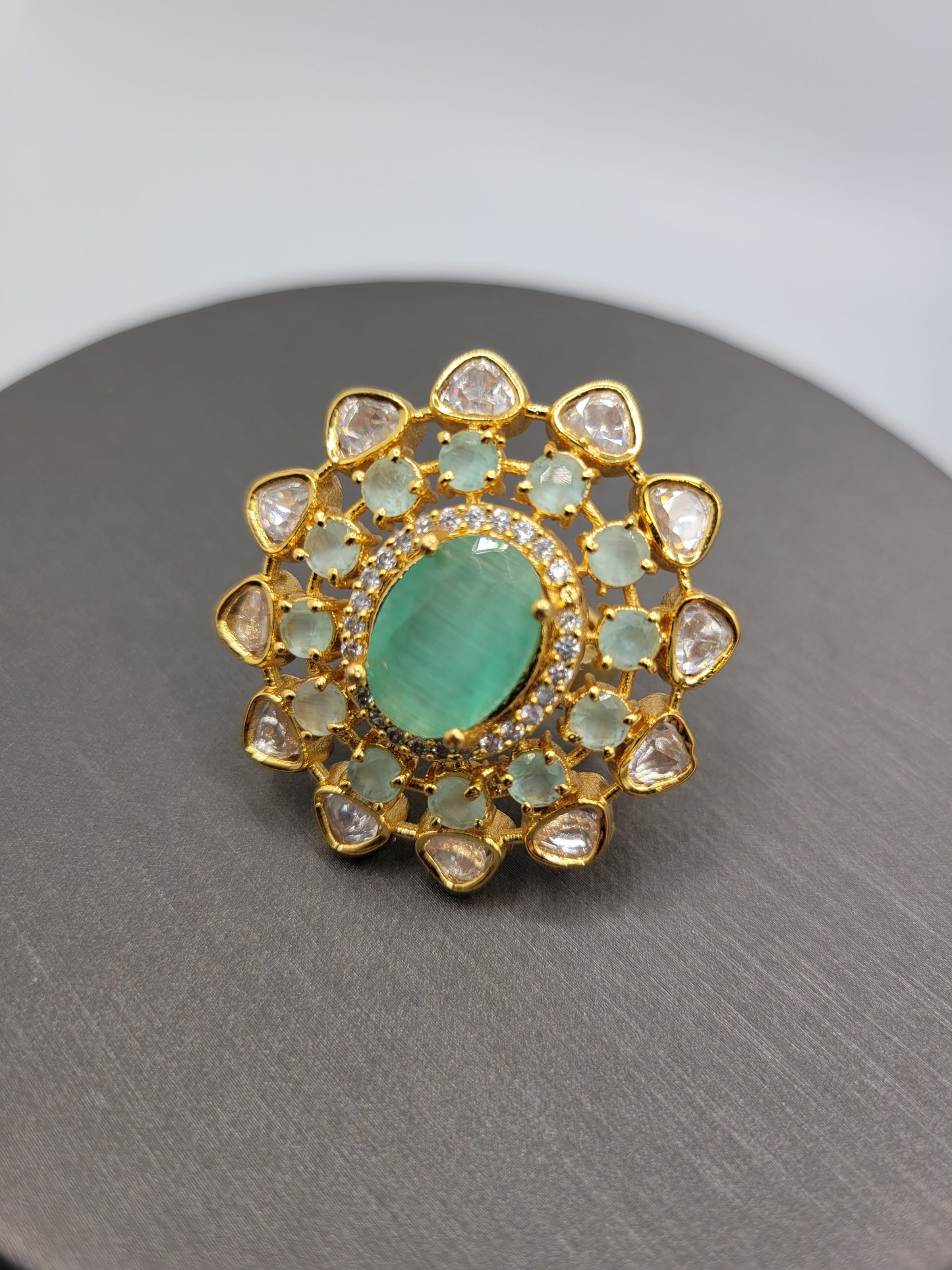 Kundan Mint Ring