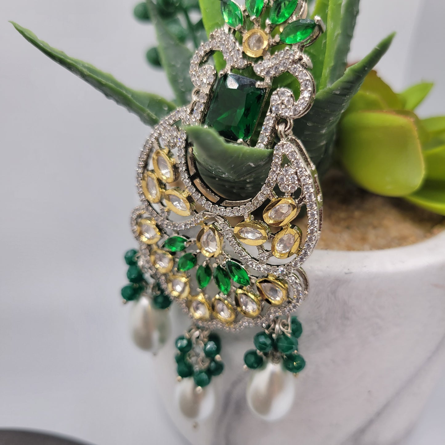 Tyaani Kundan Chandelier Earrings