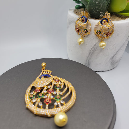 Peacock pendant set