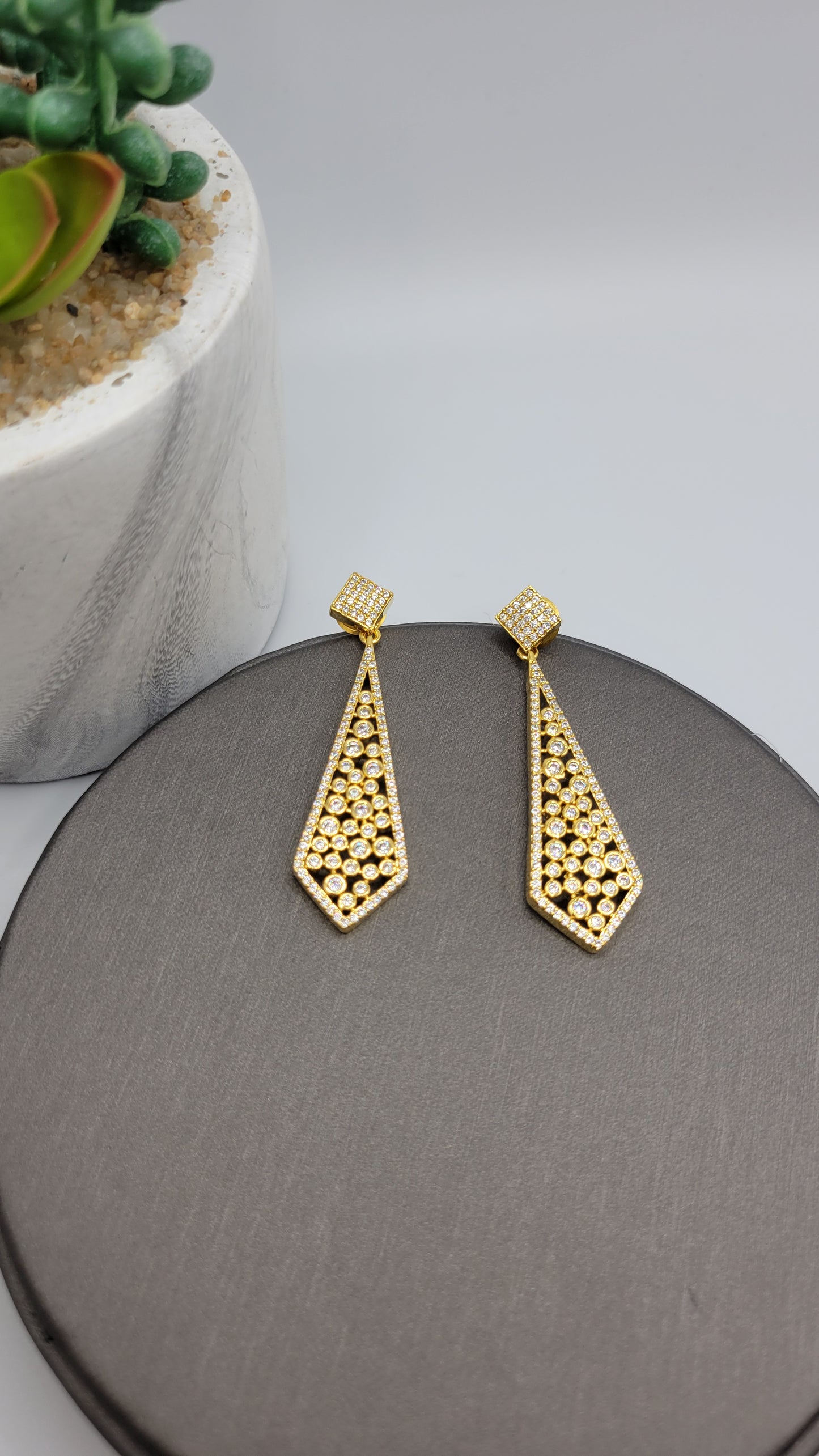 24k GP CZ dangle earrings