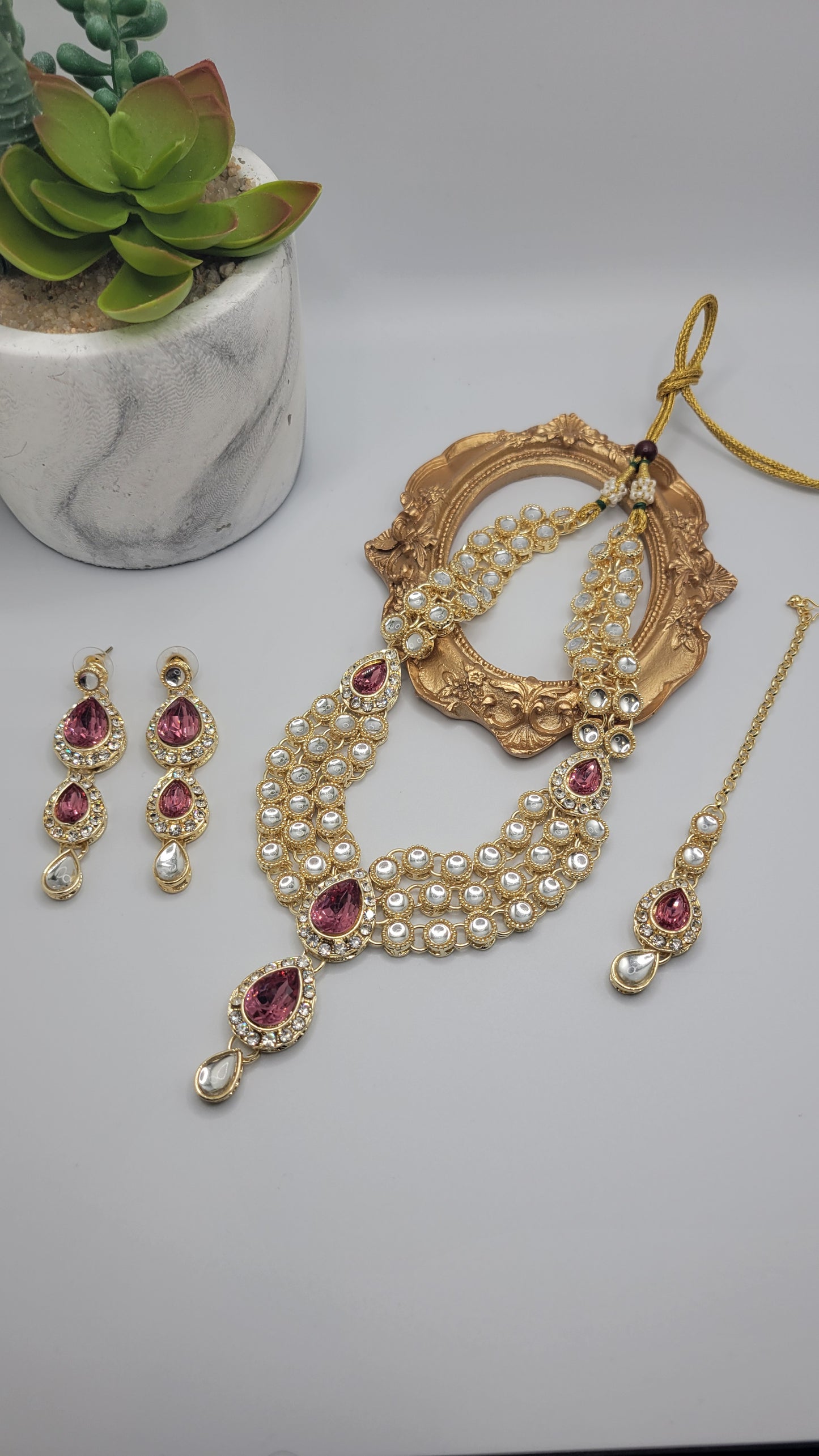 Pink Kundan Set