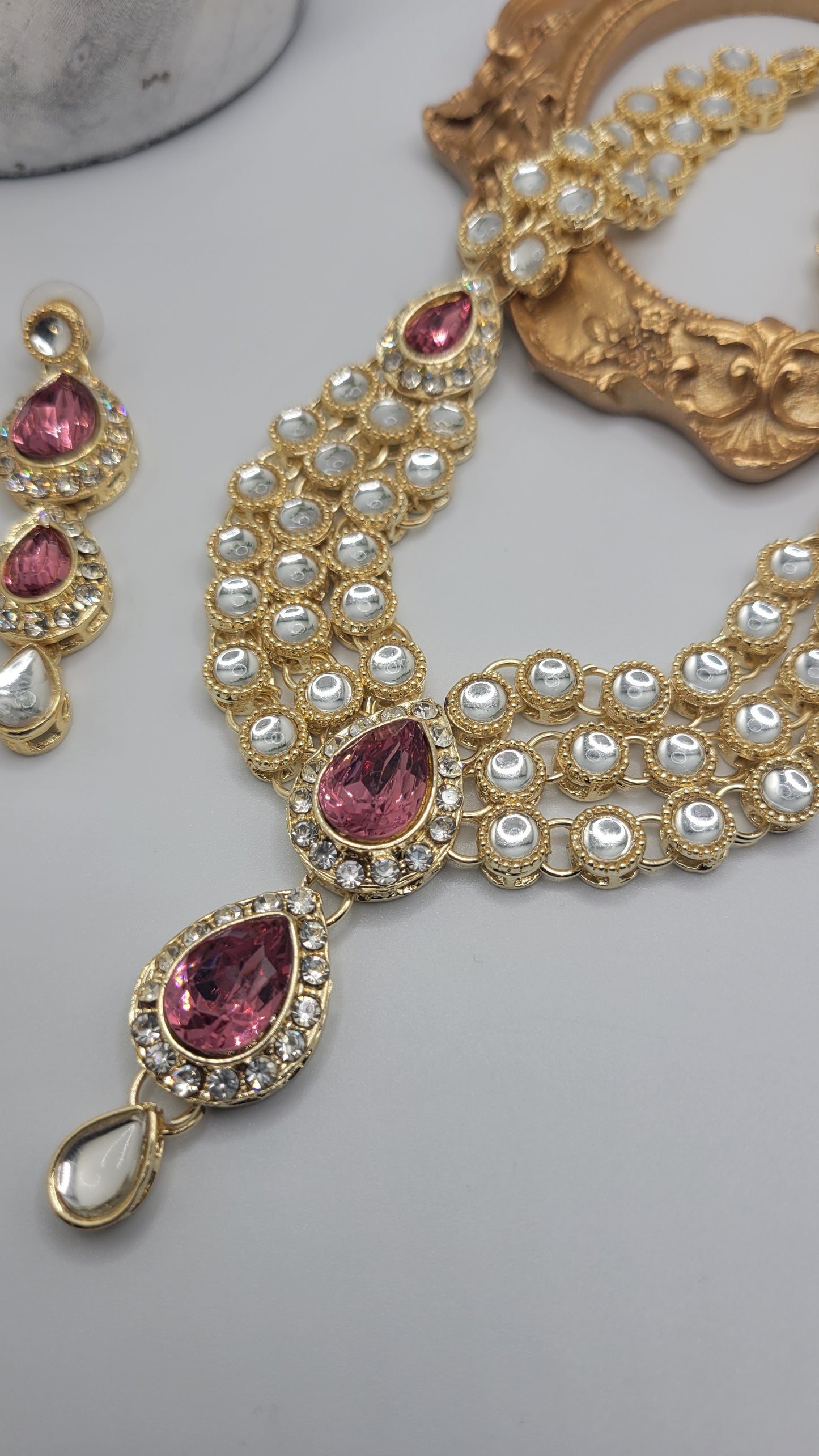 Pink Kundan Set