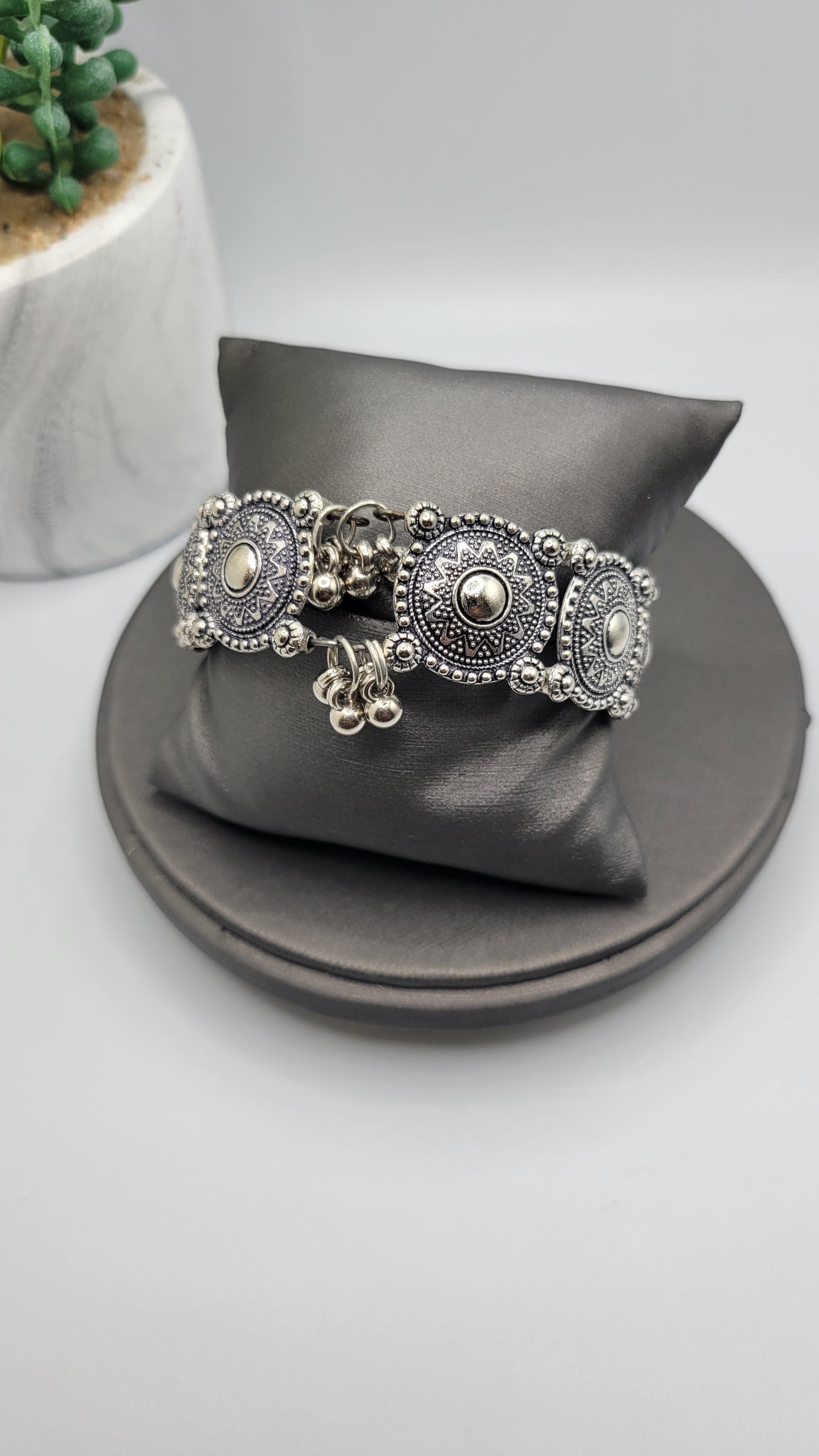 Silver oxidized bangle