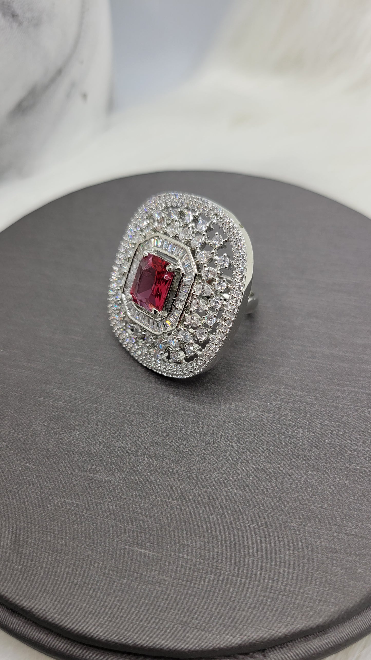 Rhodium CZ ring