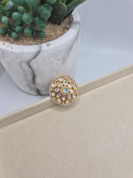 Mint kundan ring