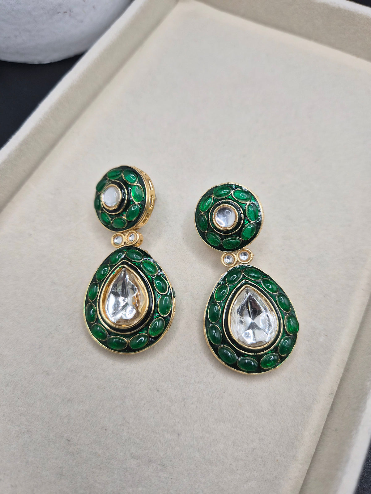Green teardrop earrings