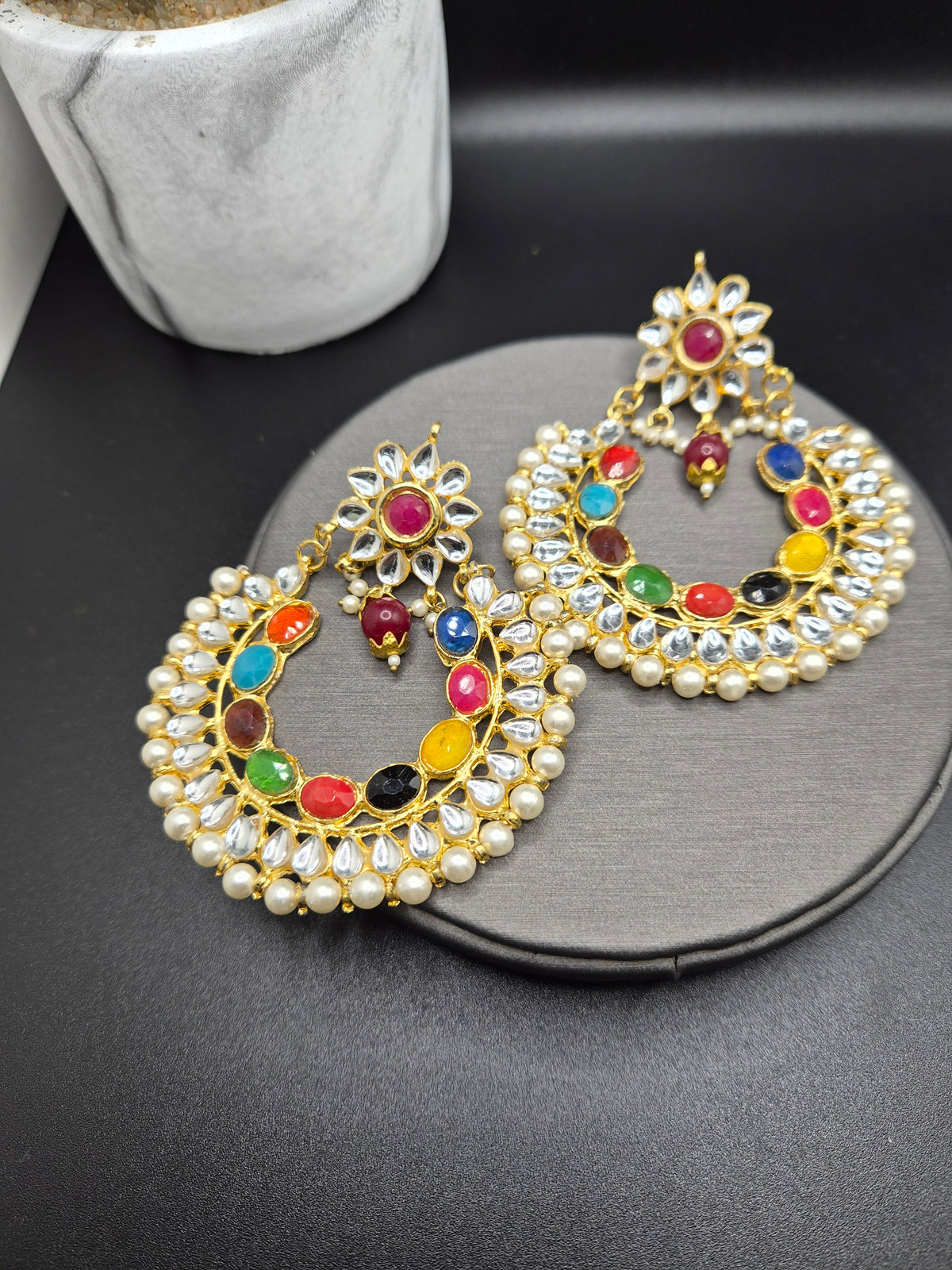 Kundan statement earrings