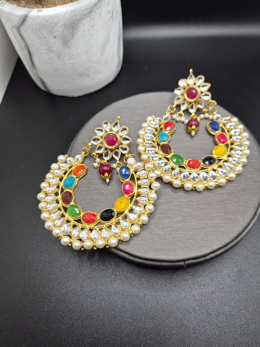 Kundan statement earrings
