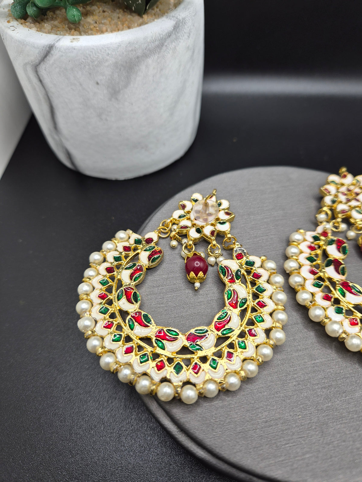 Kundan statement earrings